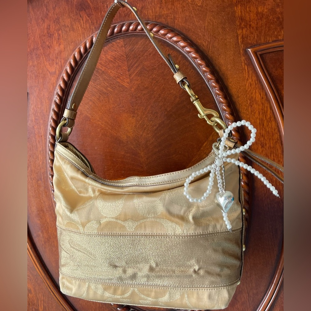 Coach Gold Signature Satin Shoulder Bag